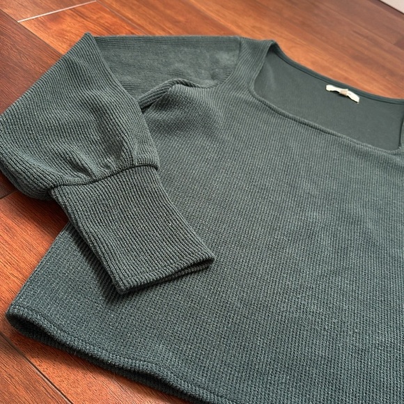 Madewell Women’s Ottoman Rib Square Neck Sweater in Midnight Green Medium - Picture 2 of 5